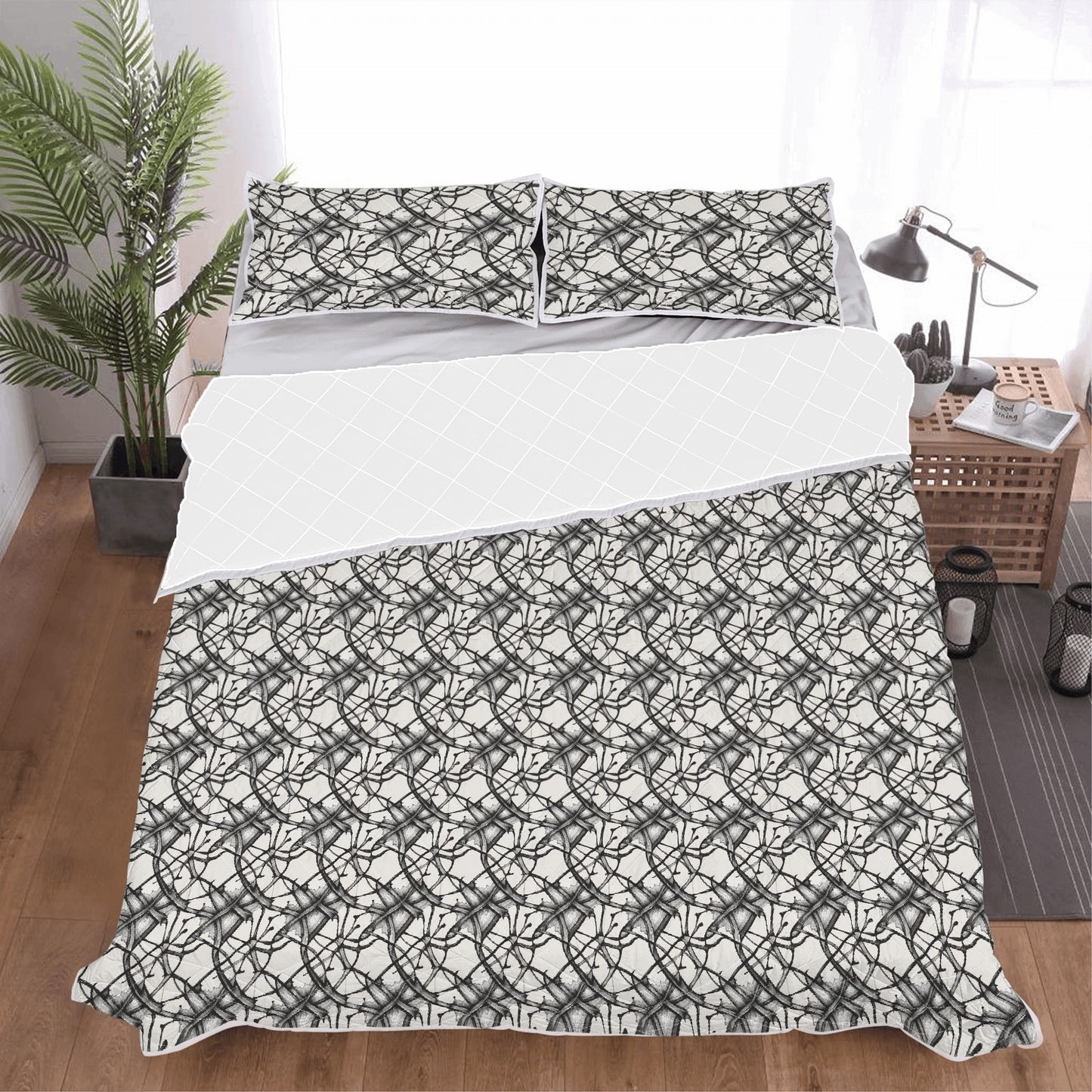 Floral Ink Quilt Bedding Set - DeRose Seasonal
