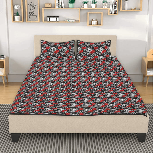 Red Skull Rose Quilt Bedding Set - DeRose Seasonal