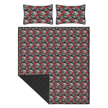 Red Skull Rose Quilt Bedding Set - DeRose Seasonal