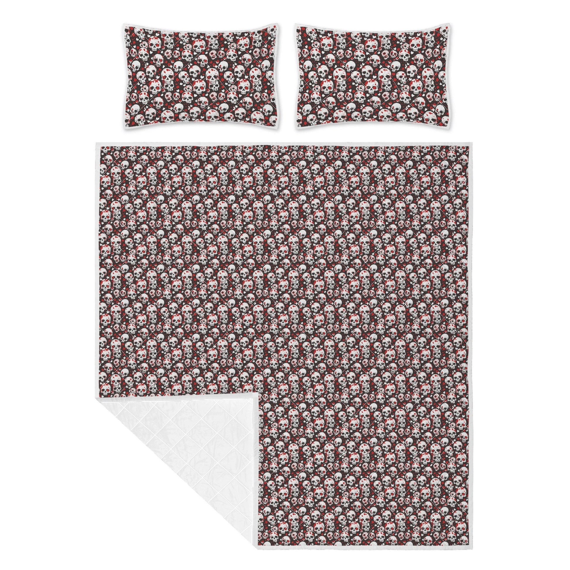Red Skulls Quilt Bedding Set - DeRose Seasonal