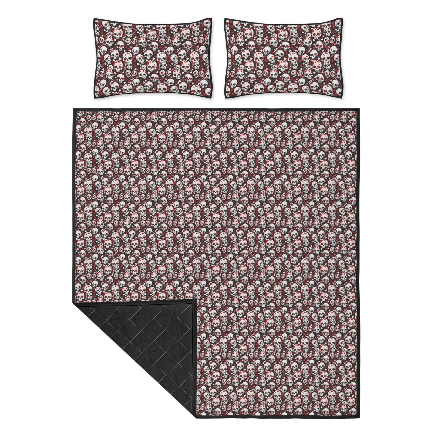 Red Skulls Quilt Bedding Set - DeRose Seasonal