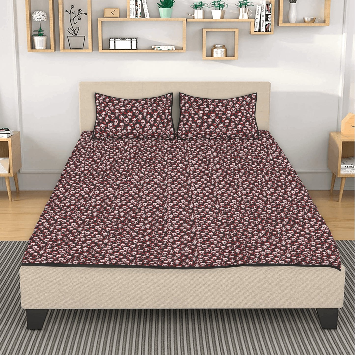 Tiny Love Skulls Quilt Bedding Set - DeRose Seasonal