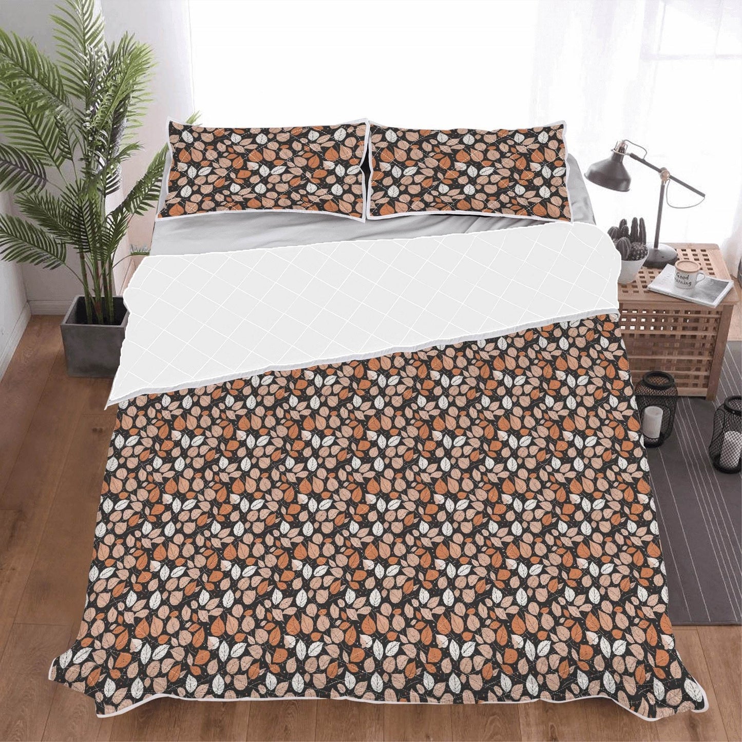 Dark Leaves Quilt Bedding Set - DeRose Seasonal