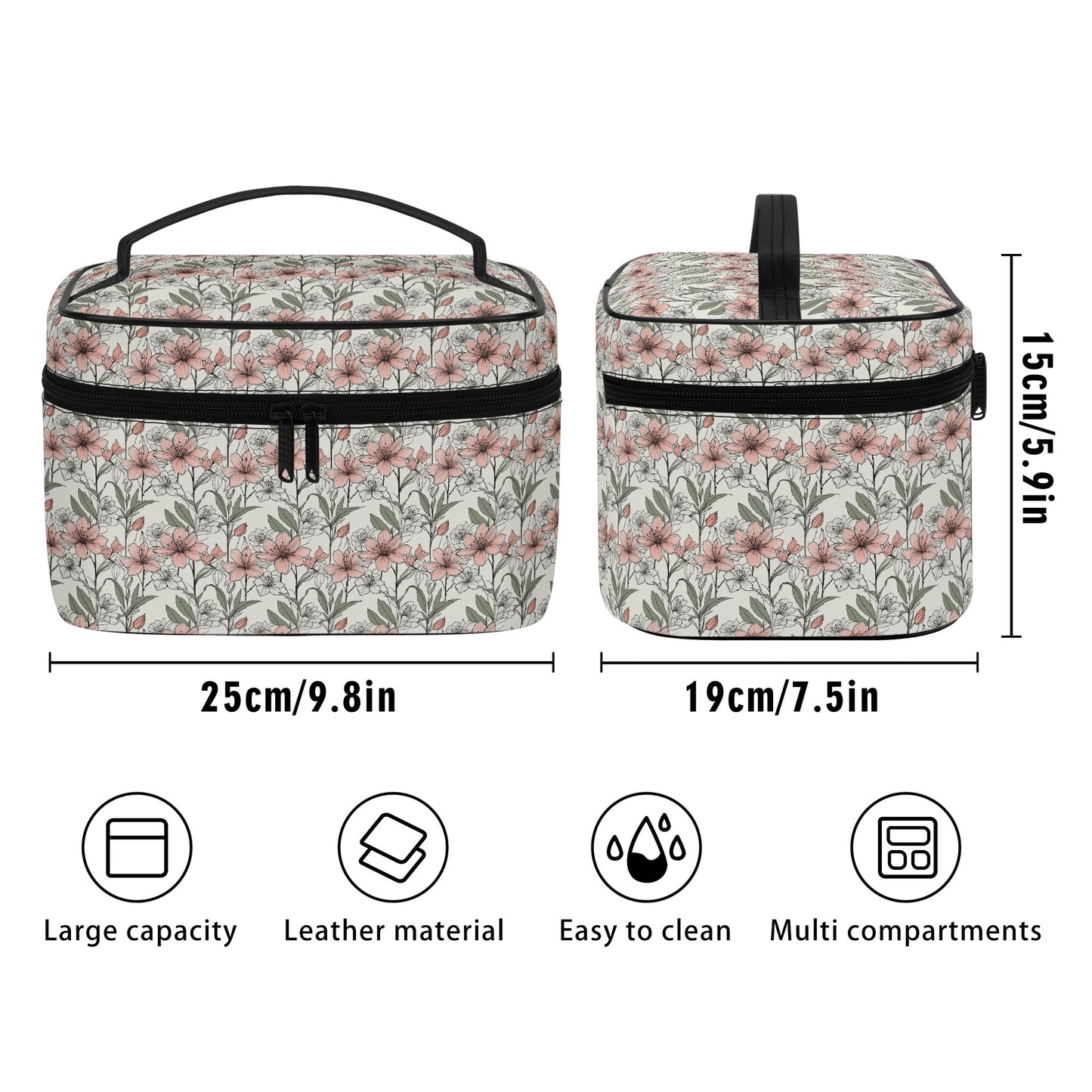 Japan Floral Leather Cosmetic Bag