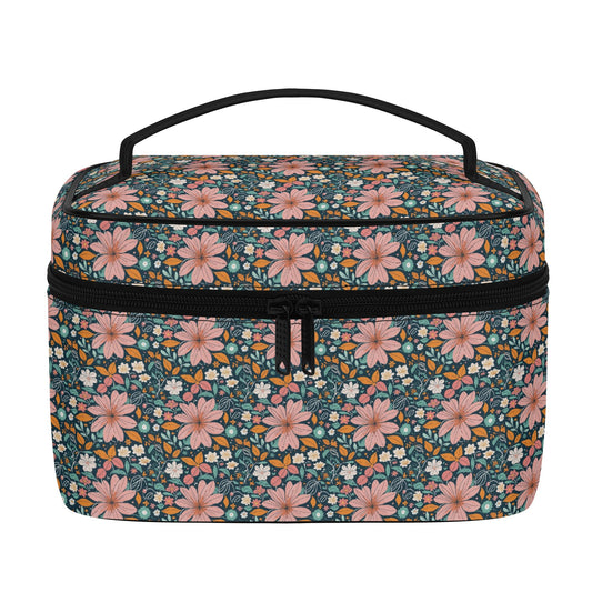 Wild Flowers Leather Cosmetic Bag
