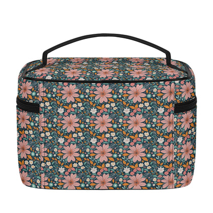 Wild Flowers Leather Cosmetic Bag