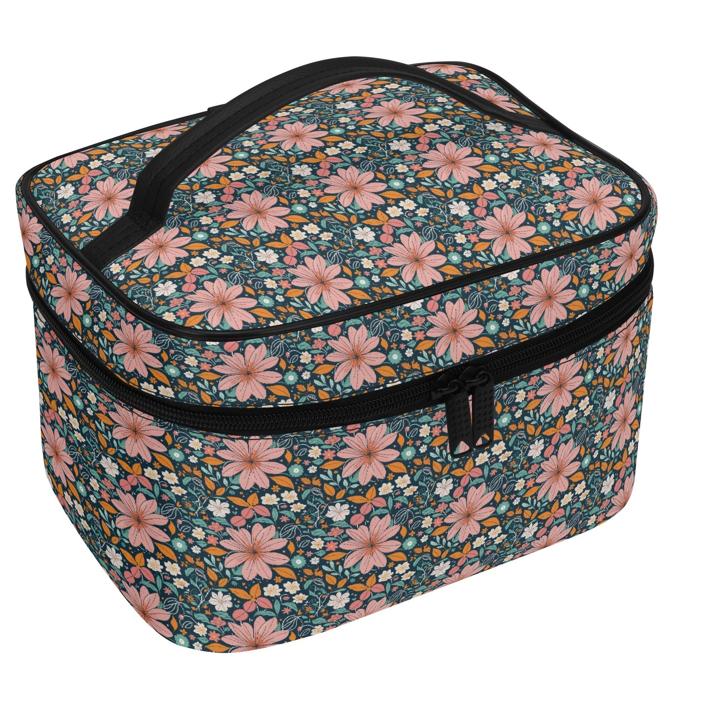 Wild Flowers Leather Cosmetic Bag
