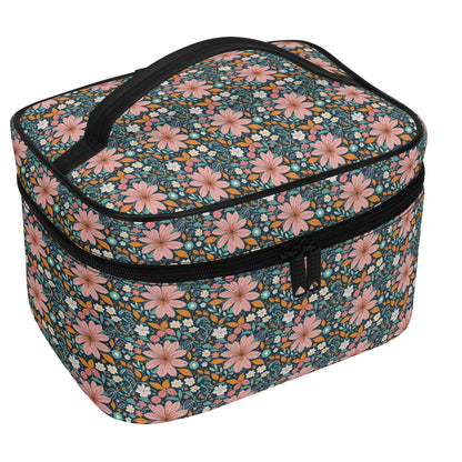 Wild Flowers Leather Cosmetic Bag