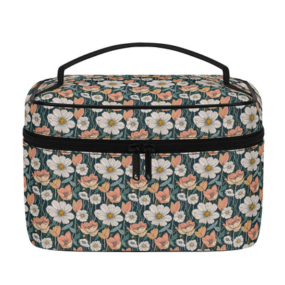 Tulips and Daisys Leather Cosmetic Bag
