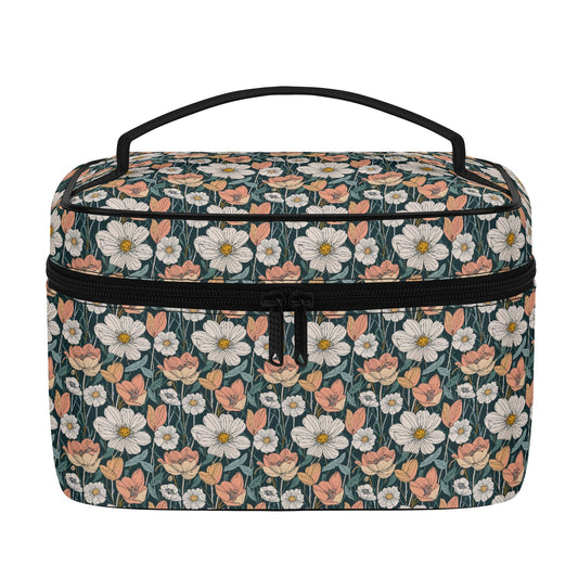 Tulips and Daisys Leather Cosmetic Bag