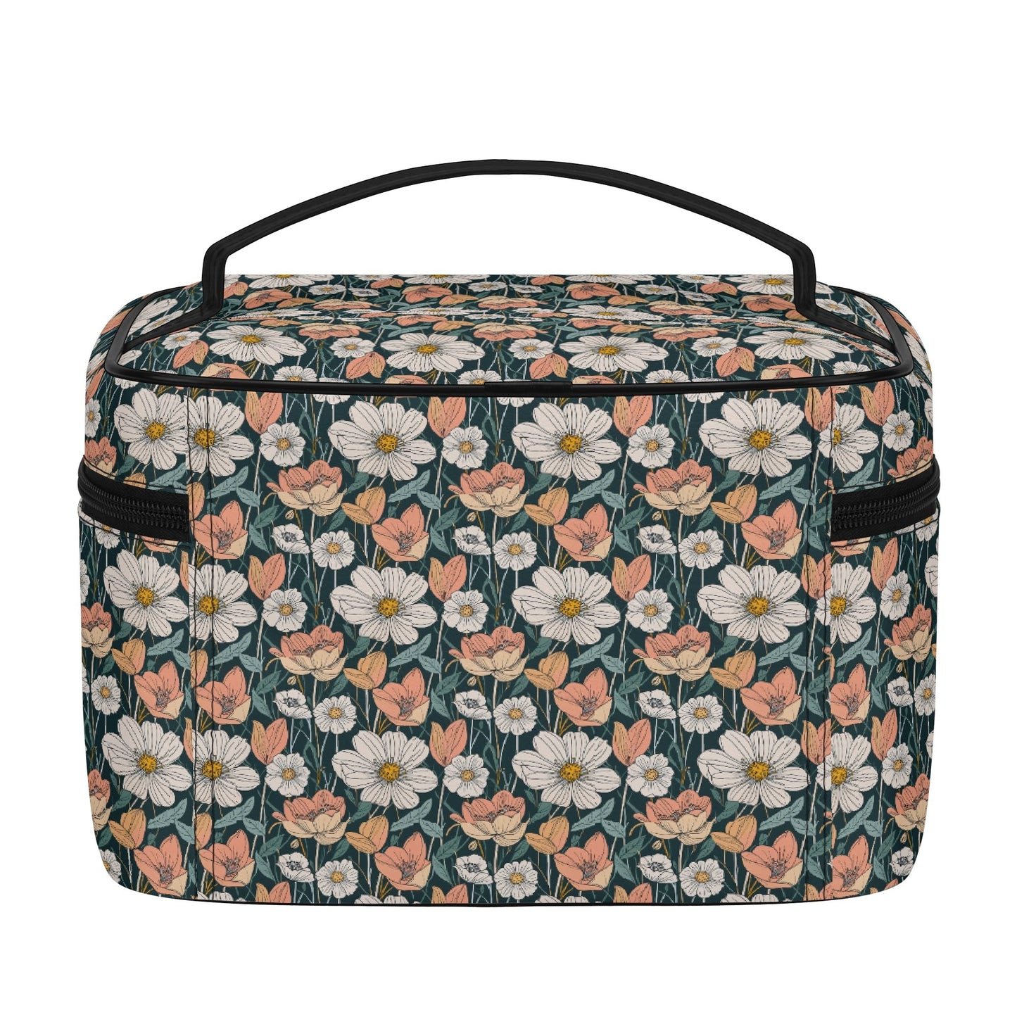 Tulips and Daisys Leather Cosmetic Bag