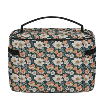 Tulips and Daisys Leather Cosmetic Bag