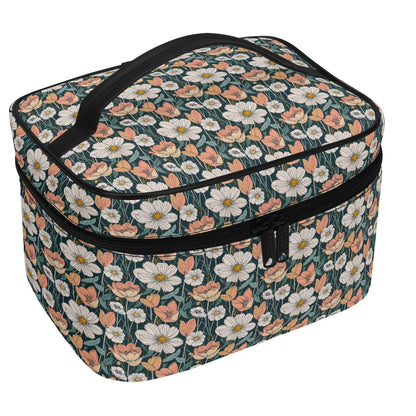Tulips and Daisys Leather Cosmetic Bag
