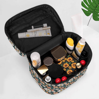 Tulips and Daisys Leather Cosmetic Bag