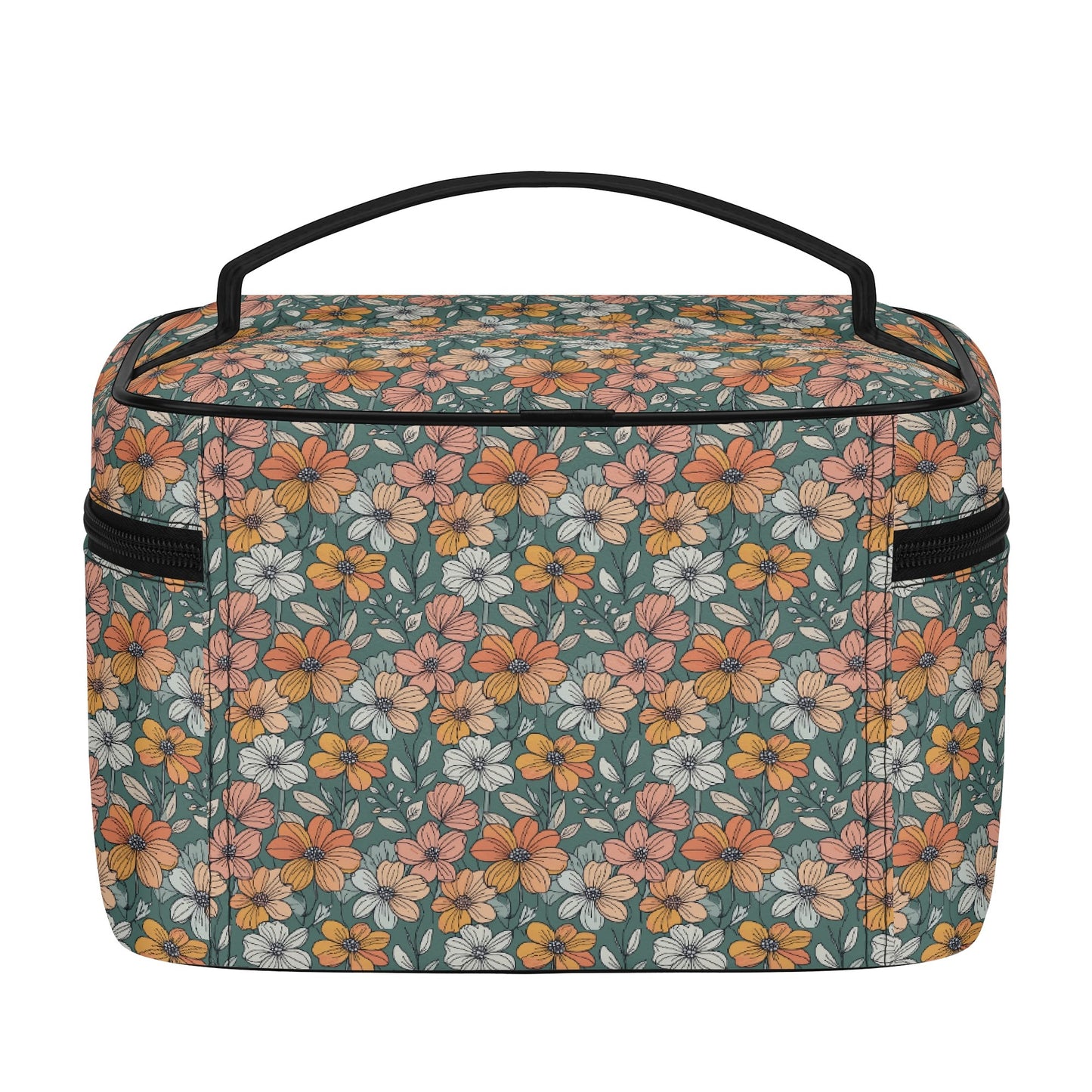 Pastel Flowers Leather Cosmetic Bag