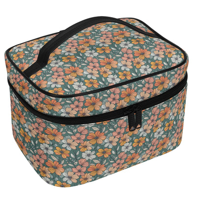 Pastel Flowers Leather Cosmetic Bag