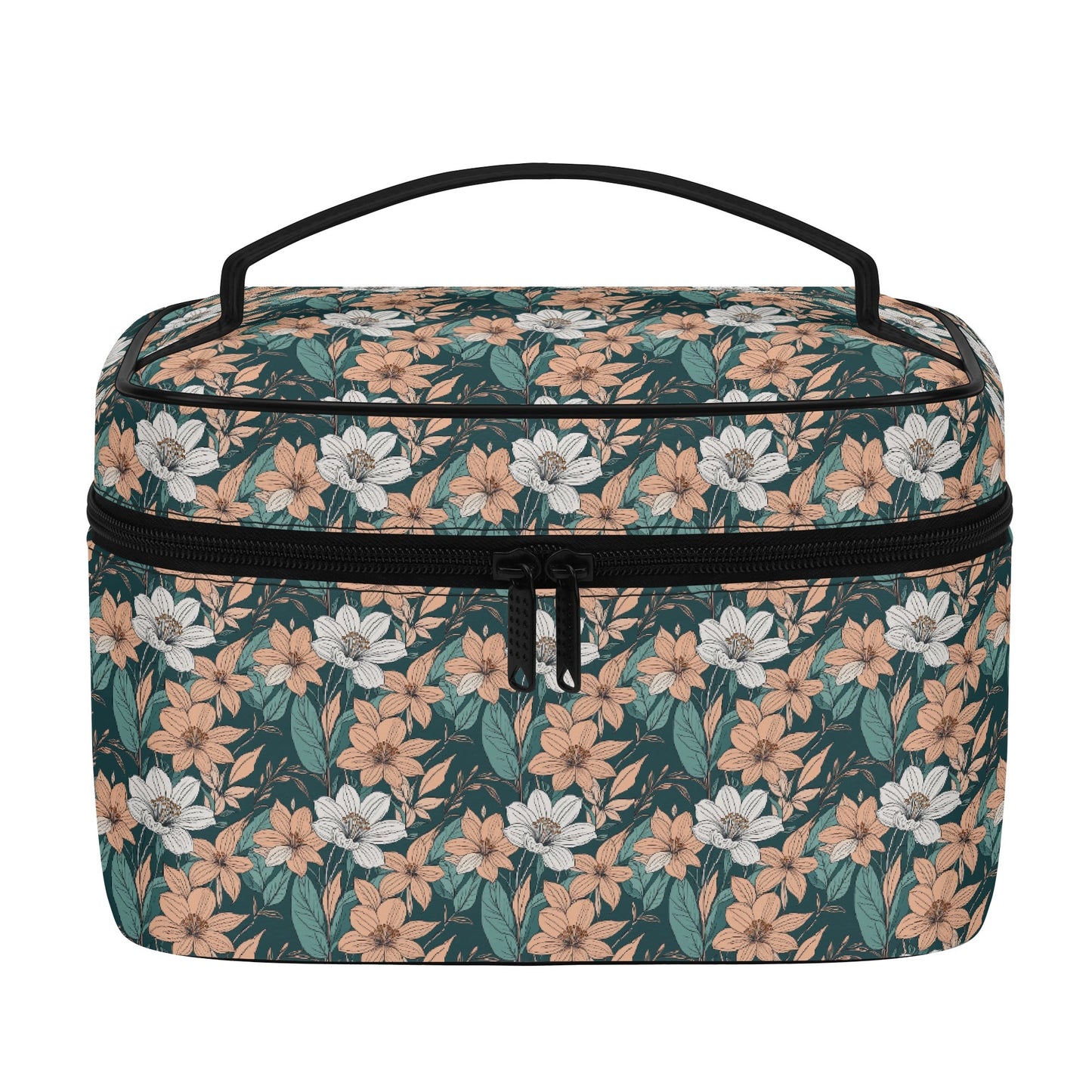 Pastel Floral Leather Cosmetic Bag