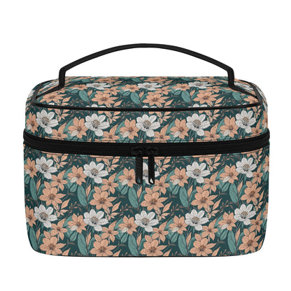 Pastel Floral Leather Cosmetic Bag