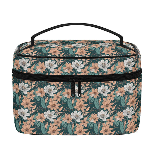 Pastel Floral Leather Cosmetic Bag