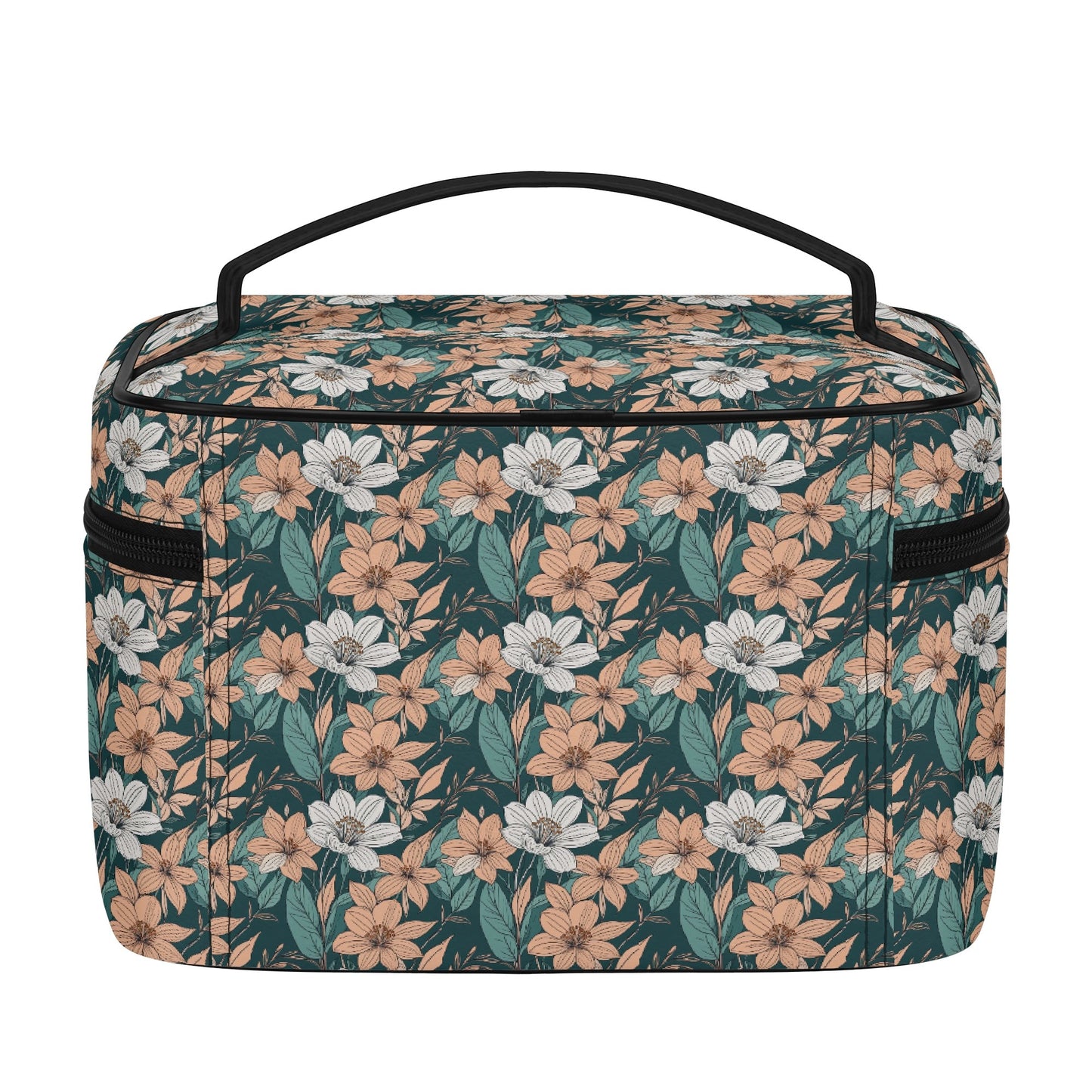Pastel Floral Leather Cosmetic Bag