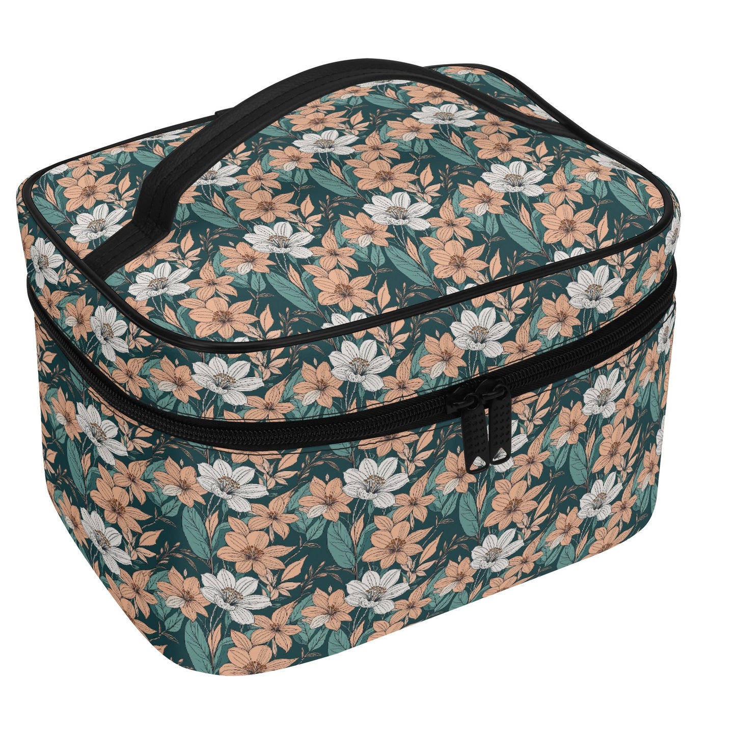 Pastel Floral Leather Cosmetic Bag