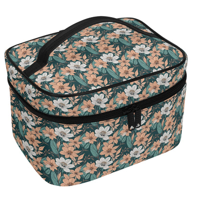 Pastel Floral Leather Cosmetic Bag