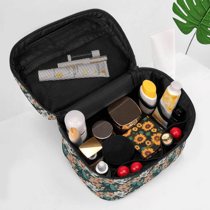 Pastel Floral Leather Cosmetic Bag