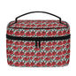 Red Leafy Roses Leather Cosmetic Bag