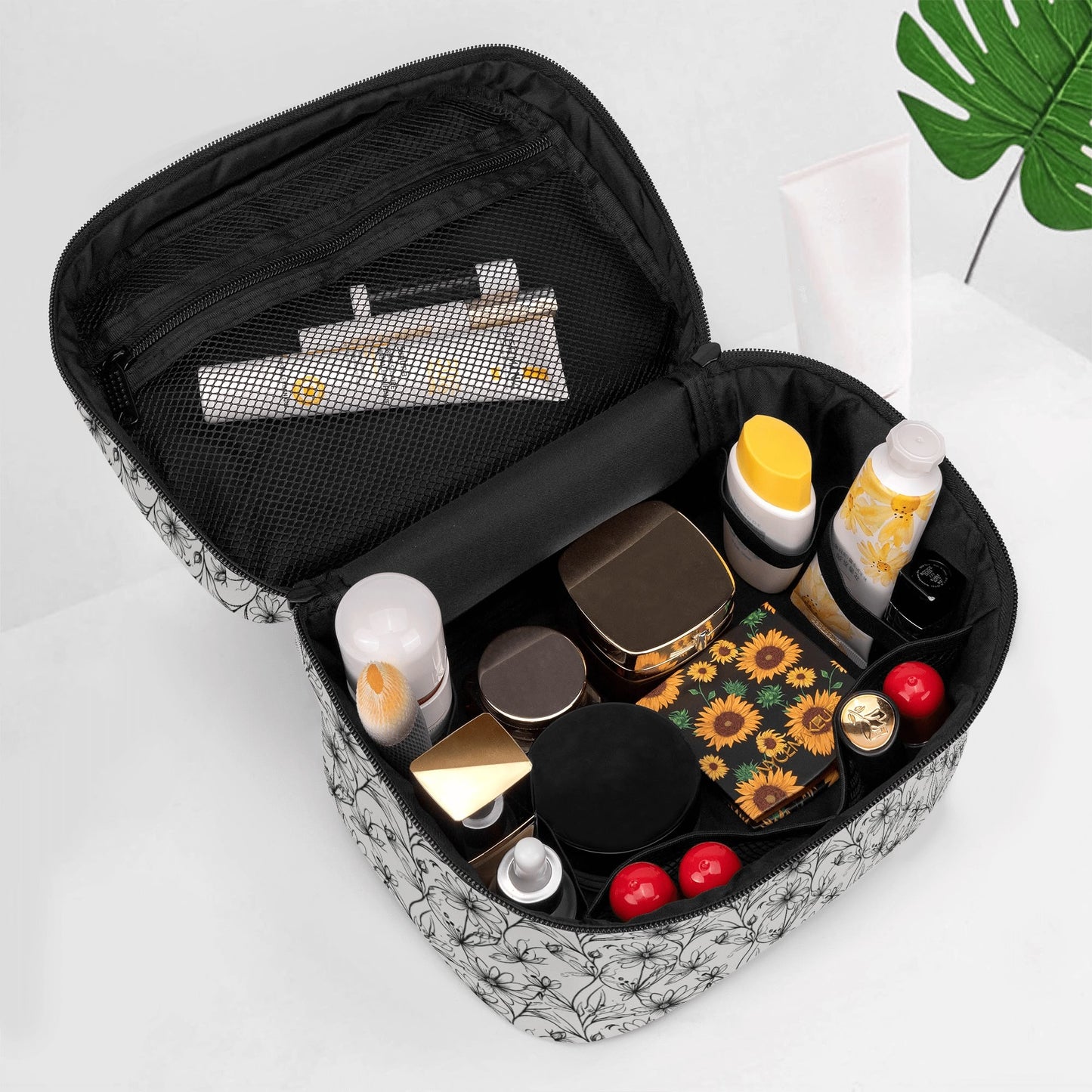 Neutral Spring Leather Cosmetic Bag