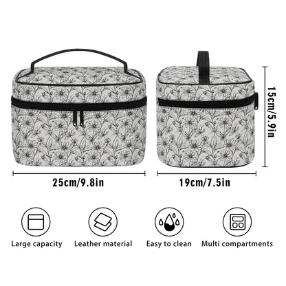 Neutral Spring Leather Cosmetic Bag