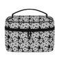 Black and White Floral Leather Cosmetic Bag