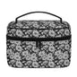 Black and White Daisys Leather Cosmetic Bag