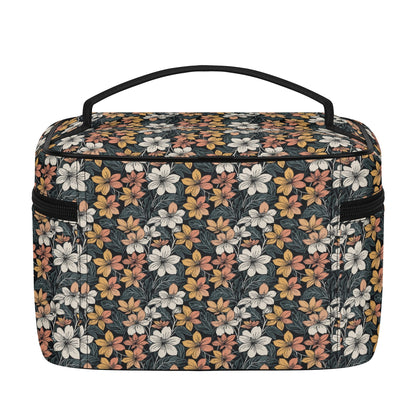 Field of Flowers Leather Cosmetic Bag