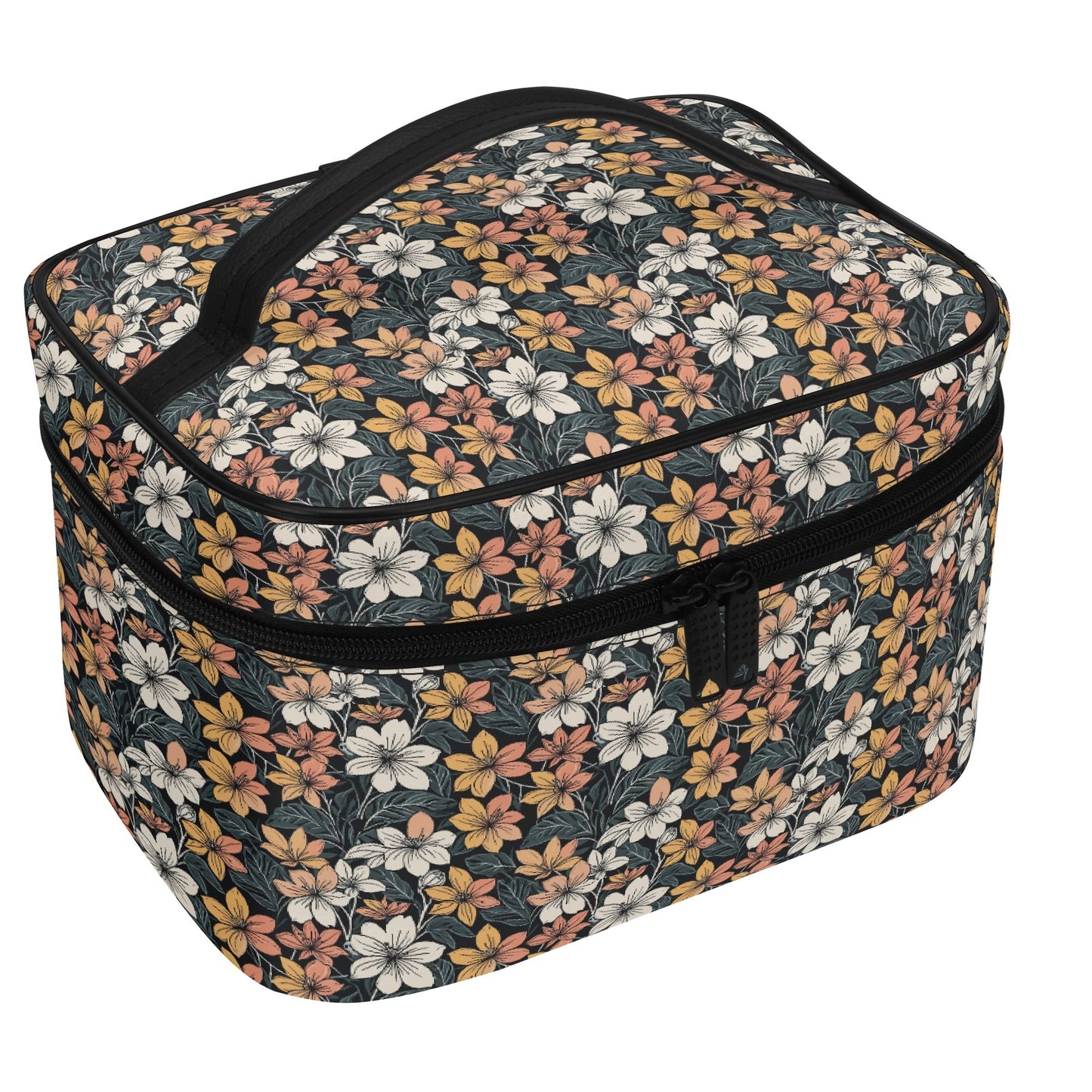 Field of Flowers Leather Cosmetic Bag