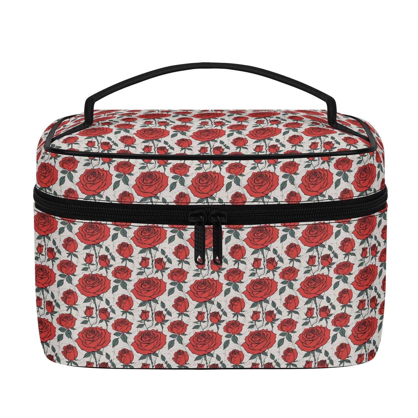 Red Roses Leather Cosmetic Bag