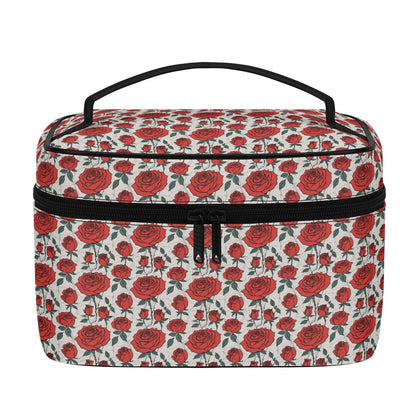 Red Roses Leather Cosmetic Bag