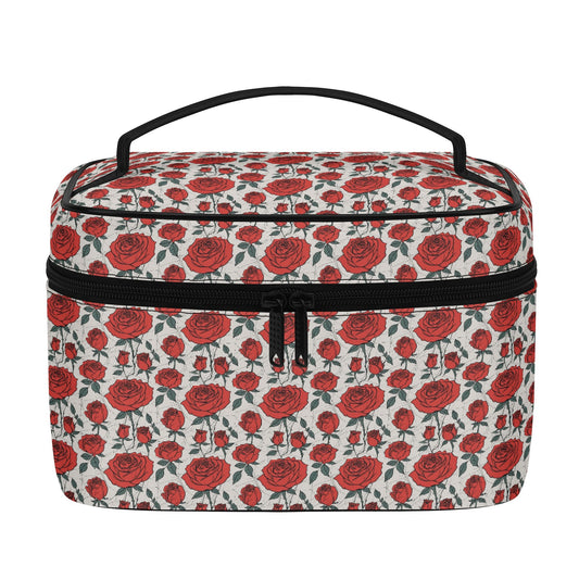 Red Roses Leather Cosmetic Bag