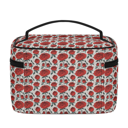 Red Roses Leather Cosmetic Bag
