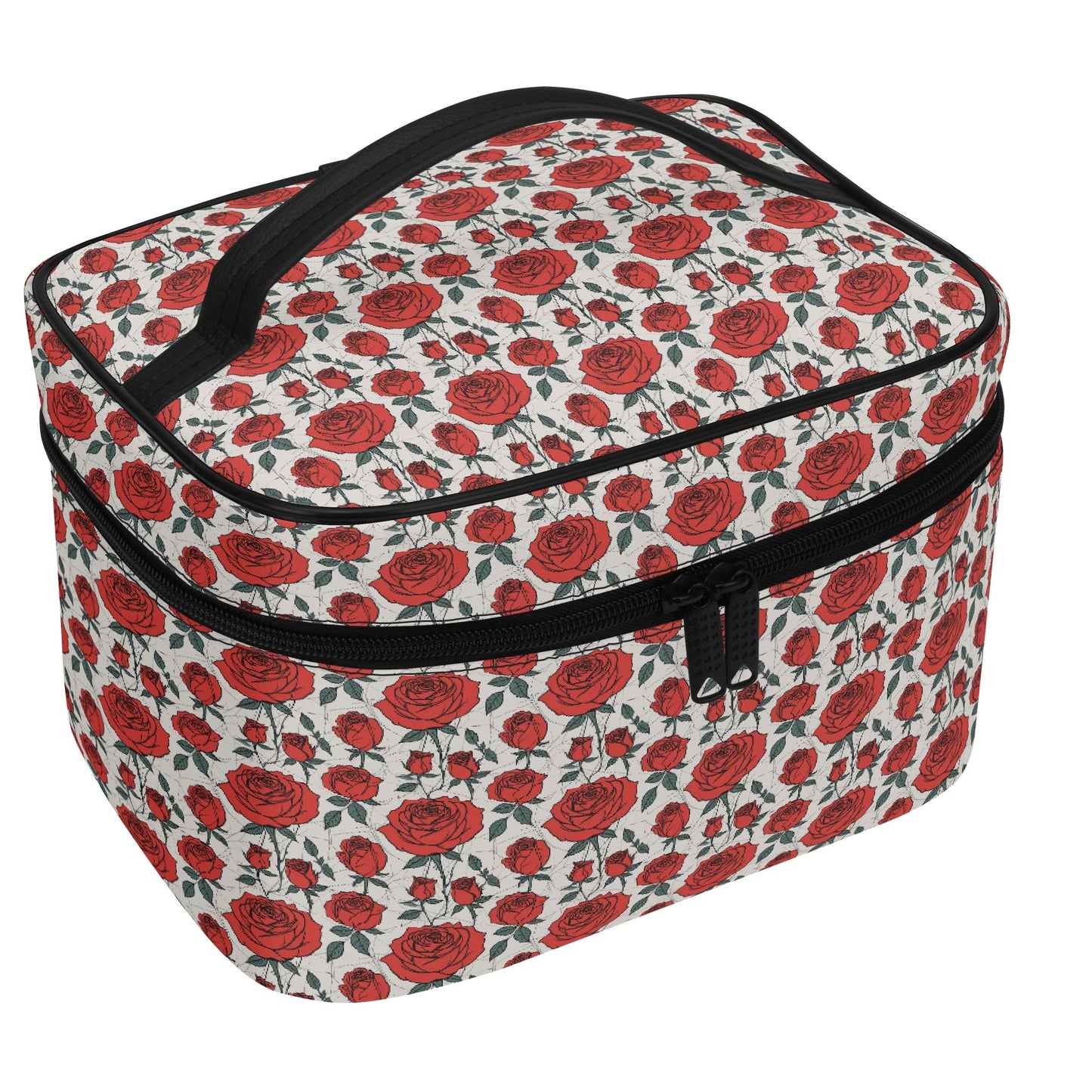Red Roses Leather Cosmetic Bag