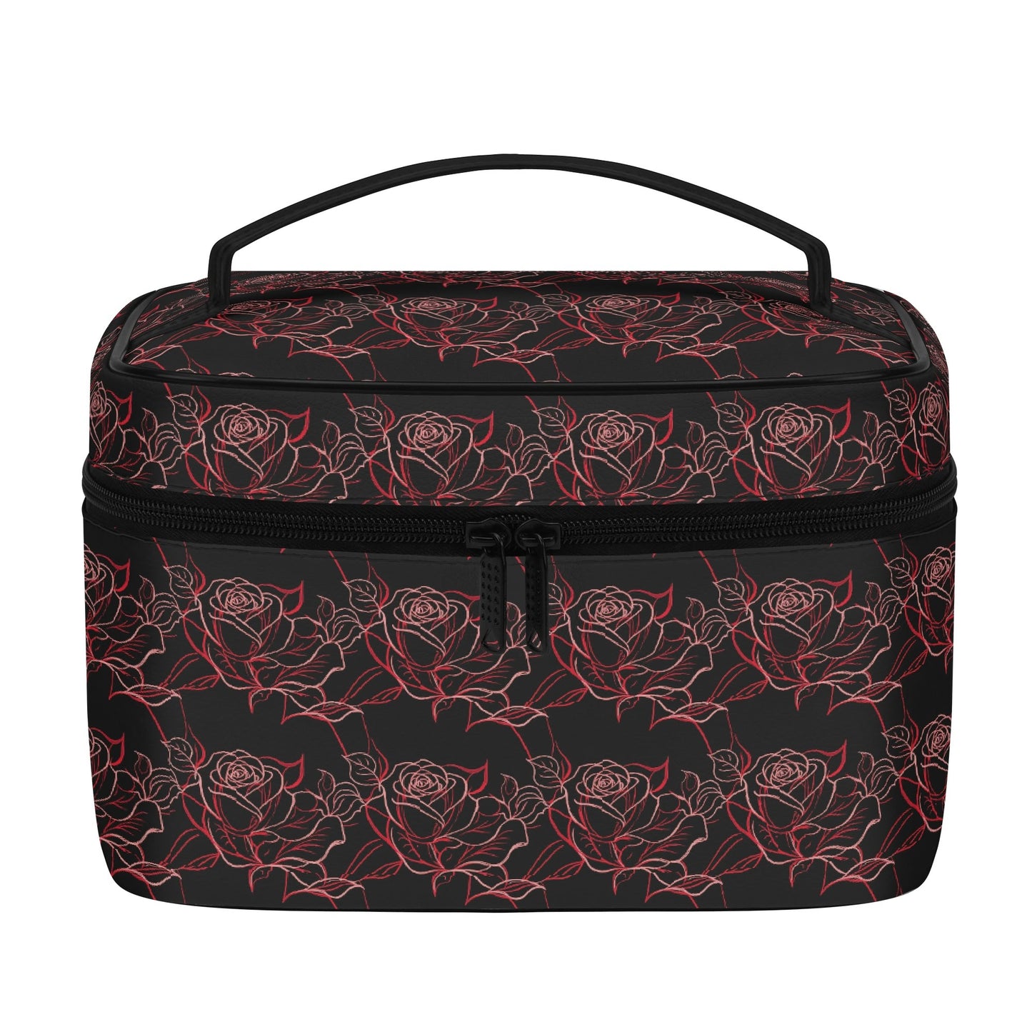 Red Light Rose Leather Cosmetic Bag