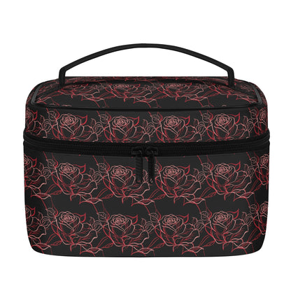 Red Light Rose Leather Cosmetic Bag