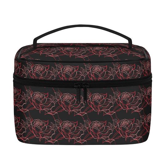 Red Light Rose Leather Cosmetic Bag