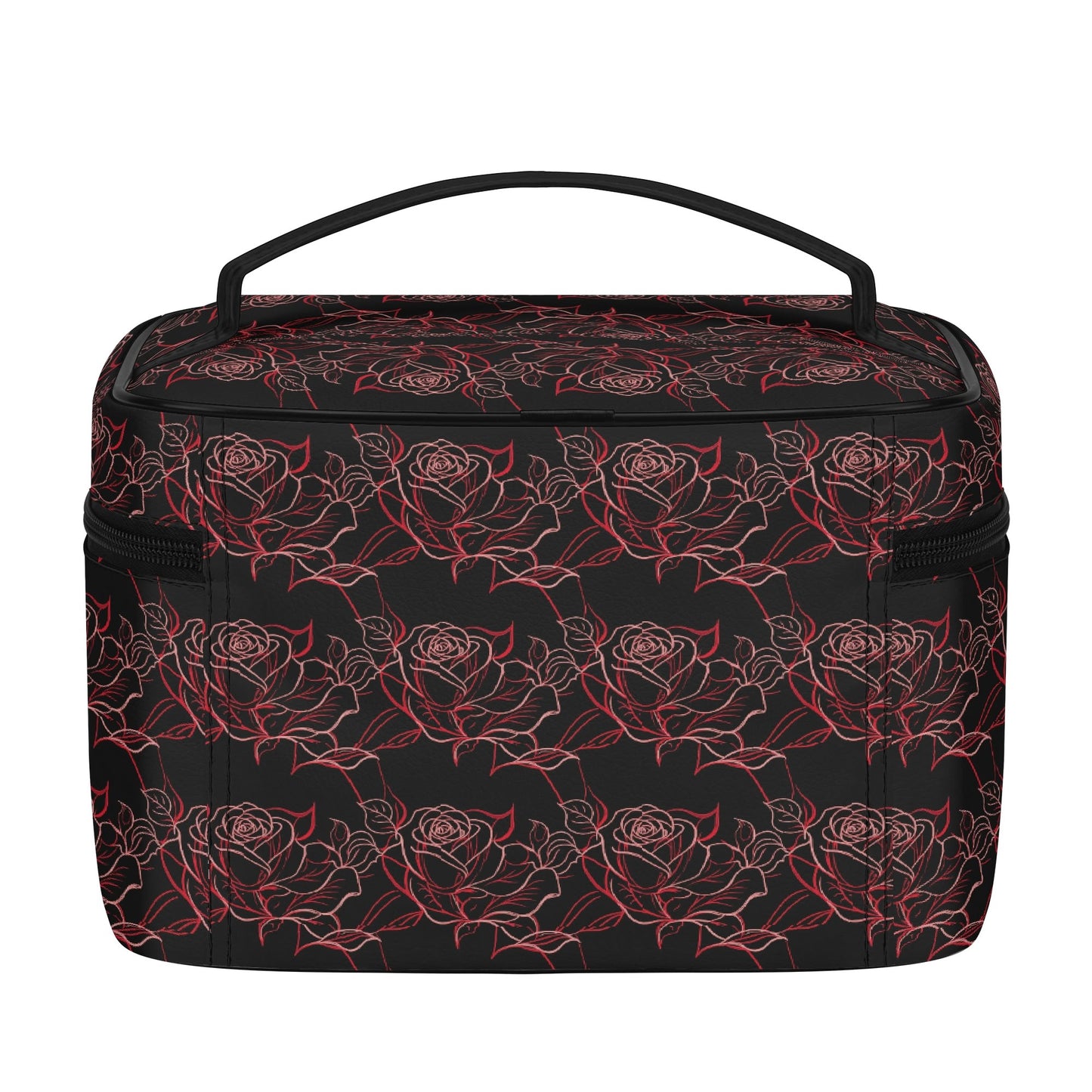 Red Light Rose Leather Cosmetic Bag