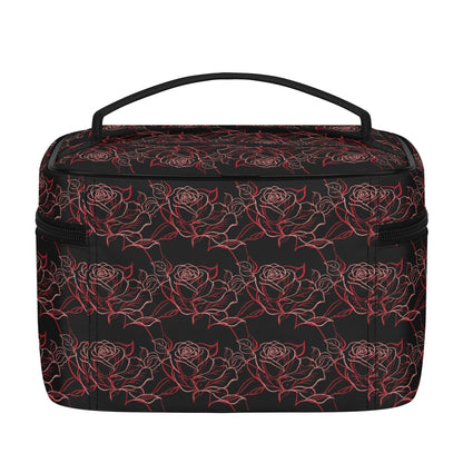 Red Light Rose Leather Cosmetic Bag