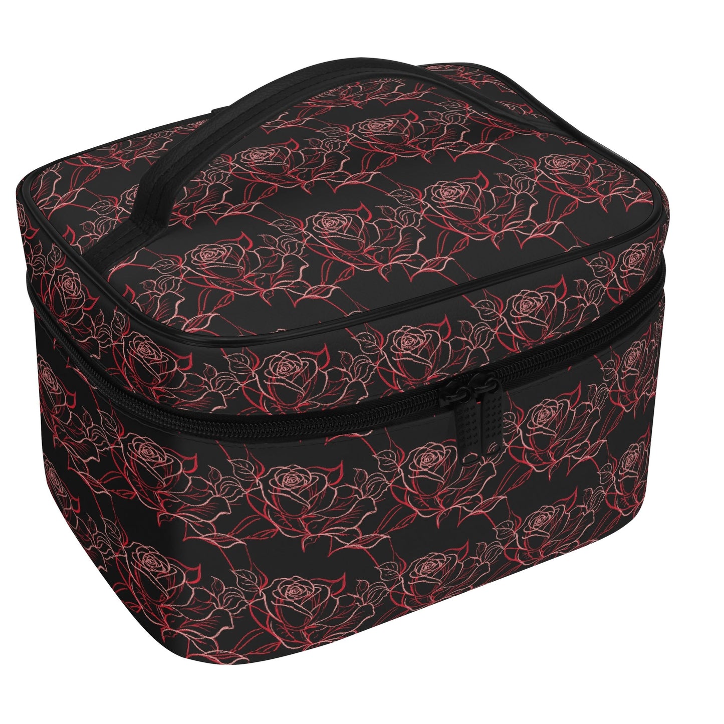 Red Light Rose Leather Cosmetic Bag