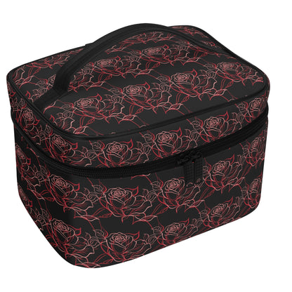Red Light Rose Leather Cosmetic Bag