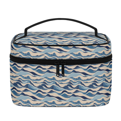 Blue Waves Leather Cosmetic Bag