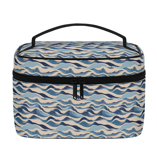 Blue Waves Leather Cosmetic Bag