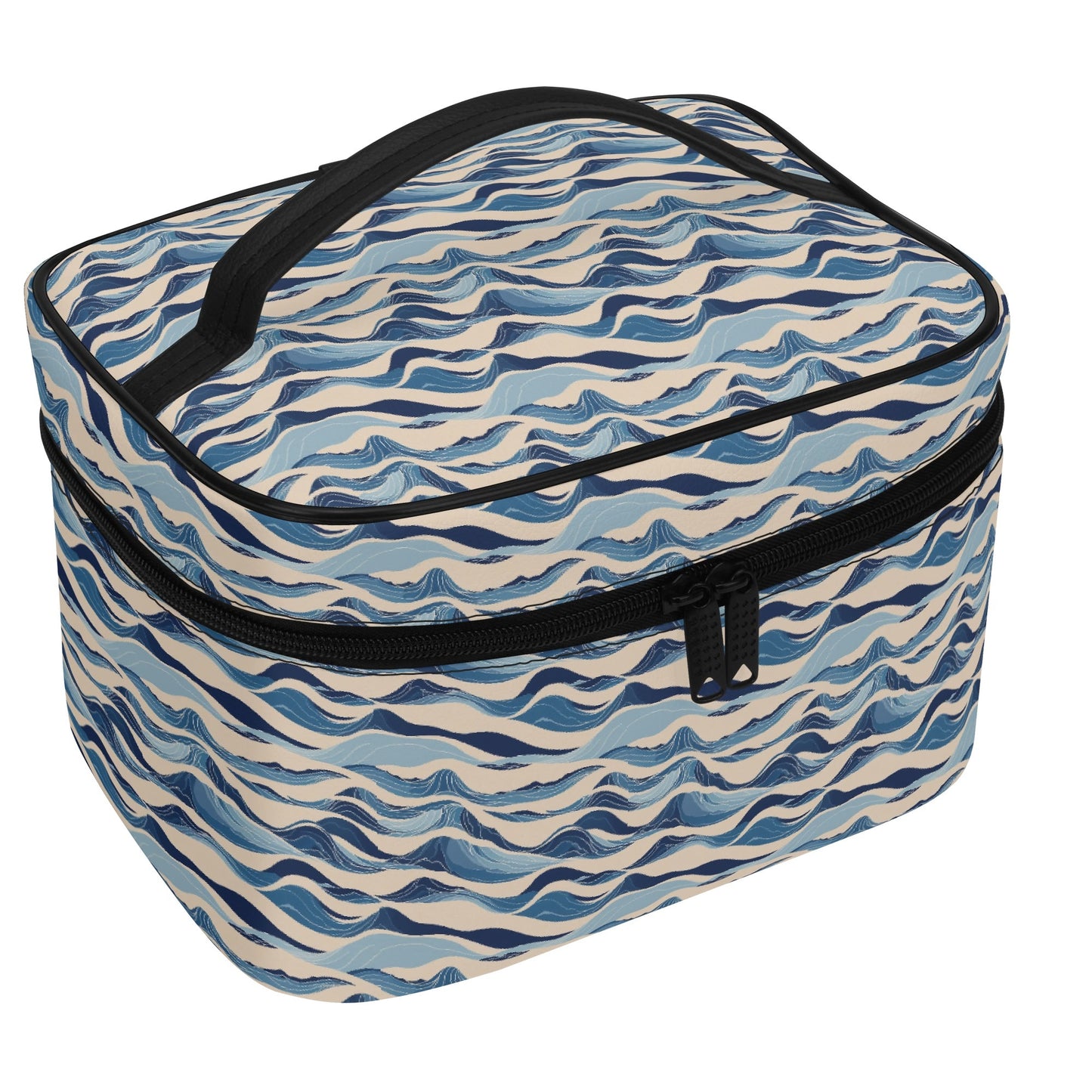 Blue Waves Leather Cosmetic Bag