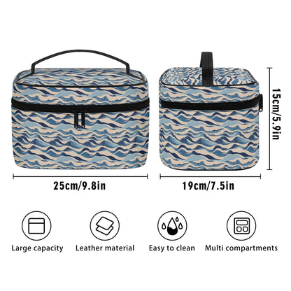 Blue Waves Leather Cosmetic Bag